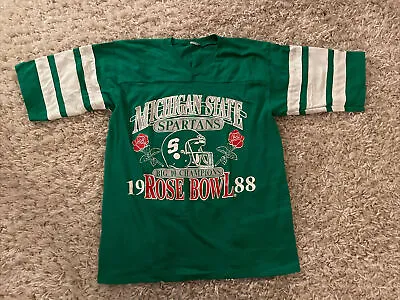 Vintage 1988 Michigan State Spartans Rose Bowl Shirt Logo 7 Men’s Large • $32.99