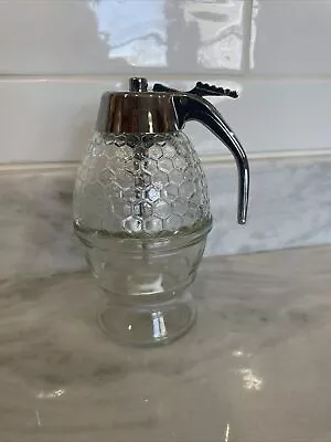 Honey Dispenser No Drip Glass- Maple Syrup Dispenser Glass- Honey Jar With Stand • $9.70