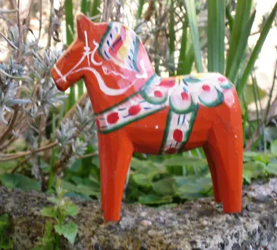 Dala Horse Ornament Carved & Painted Swedish Vintage 1961 11 Cm High VGC • £32.80