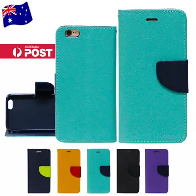 $4.99 • Buy Leather Flip Wallet Card Cover Soft Gel Case For IPhone 4/5/5c/6/6+/7+