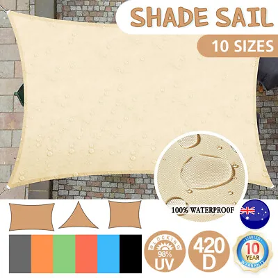$55.24 • Buy Waterproof Shade Sail Awning Cloth Rectangle Triangle Square Sand Sun Canopy AU