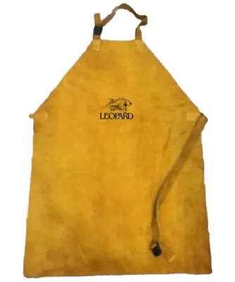 Leopard Gold Leather Welders / Craft Apron With Buckle Clip On Neck & Waist • £11.50