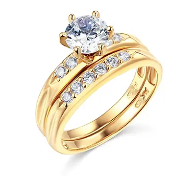 2.10 Ct Created Diamond 14K Yellow Gold Engage Wedding Ring Set Matching Band • $496.08