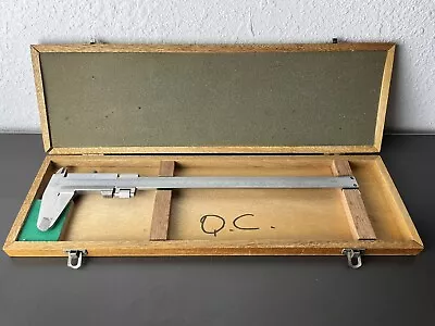 Vintage Mitutoyo Stainless Steel Vernier Caliper 12  T W/ Wood Box • $99.99