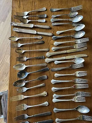 50 Vintage Silverplate Flatware Silverware Mixed LOT  Etc.  (box 529) • $9.99