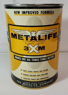 Vintage  METALIFE 3XM Metal Quart Can    Gas Station Collectible   Empty  • $20