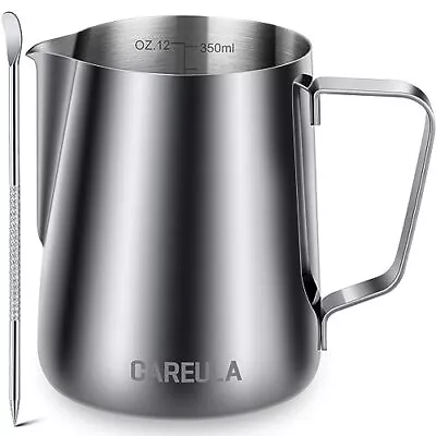 Milk Frothing Pitcher 12oz Stainless Steel Milk Frother Cup Steaming Pitcher... • $8.40