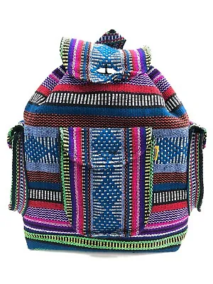 RASTA Bag Beach Hippie Baja Ethnic 3 Pockets Backpack Made In Mexico Unisex 016 • $17.95