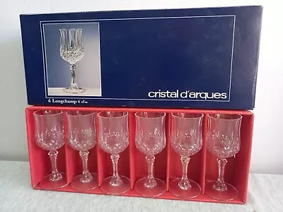 Set Of 6 Cristal D'Arques Longchamp 6 Cl Lead Crystal Wine Stem Glasses - New • $24.99