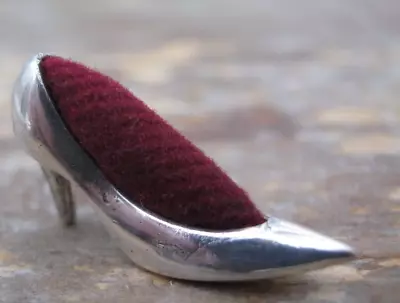 A Very Sweet Novelty Solid Silver 925 Miniature Stiletto Shoe Pin Cushion • £0.99