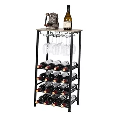  Wine Rack Freestanding Floor 16-Bottle Wine Storage Table With Wooden  • $50.30