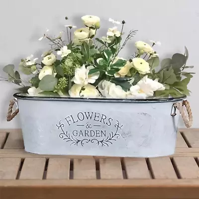 Galvanised Oval Metal Planter Galvanised Trough Planter Plant Flower Pot Garden • £28.90