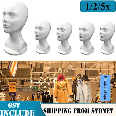 1/2/5X Female Foam Mannequin Head Model Hat Wig Market Display Stand Rack White • $43.79