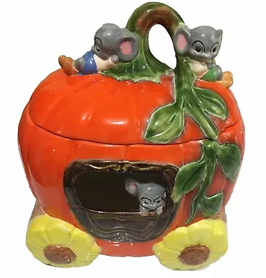 Vtg. Cinderella Pumpkin W/Mice Cookie Jar Or Candleholder**( Read Description )* • $35