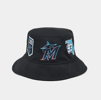 New Era Miami Marlins World Series Patch Bucket Hat Sun Beach Large XL Florida • $31.50