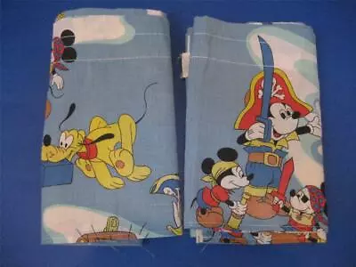 2 Vtg Disney Valance Curtains Frontierland Mickey Mouse 11 X 88 Scrap Craft Tear • $20