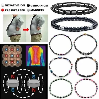 Magnetic Hematite Stone Anklet Bracelet Women Men Healthy Therapy Weight Loss • $1.81