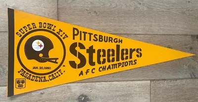 Vintage VTG Pittsburgh Steelers Super Bowl Jan 20 1980 Pennant Flag Rare NFL • $14.99