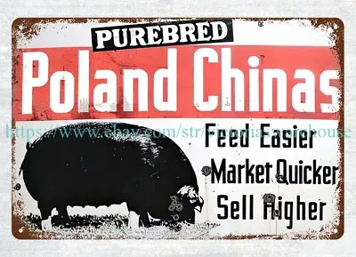 Home Garden Decor Poland China Hogs Pig Farm Livestock Pork Metal Tin Sign • $18.99