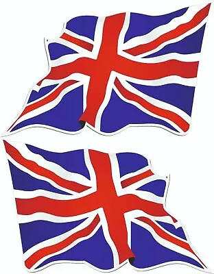 2 X LARGE UNION JACK WAVY FLAG VINYL CAR VAN IPAD LAPTOP HELMET STICKER • £2.99