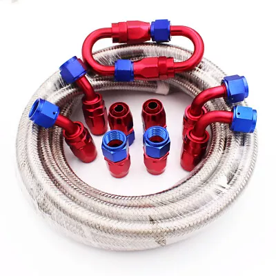 AN4 -4AN Stainless Steel Braided Oil Fuel Line Fitting Hose End Adaptor Kit 5M • $59.99