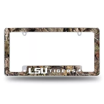 LSU Tigers Chrome Metal License Plate Frame W/ Mossy Oak Camouflaged Camo Design • $21.97