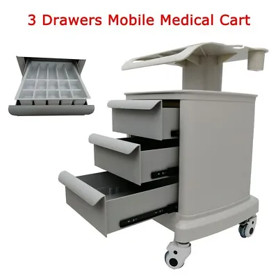 Dental Storage Cabinet 3 Drawers Mobile Utility Cart Mobile Cabinet Home Office • $288.90