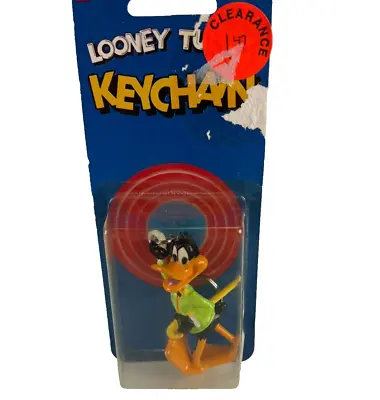 Vintage 1989 Warner Brothers  Looney Tunes Keychain  Daffy Duck  Figure + Chain • $22