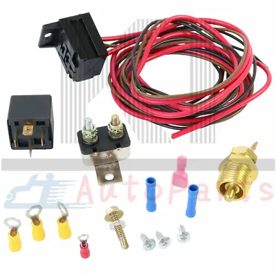 $16.99 • Buy Electric Radiator Engine Fan Thermostat Temperature Switch Relay Kit 185 Degree