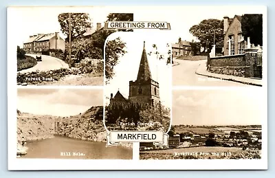 POSTCARD Markfield Near Leicester Multiview Forest Road School Etc Real Photo • £7.99