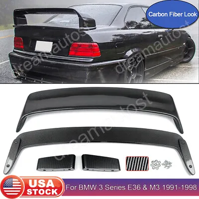 For BMW 3-Series E36 M3 91-98 Carbon Fiber LTW GT Style Rear Trunk Spoiler Wing • $161.49