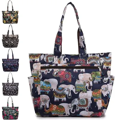 Women Tote Bag Large Capacity Beach Bags Ladies Zipper Multi Pockets Handbag • £10.95