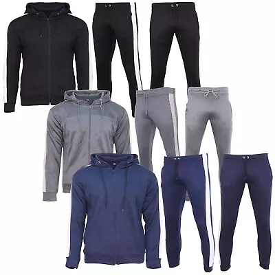 £14.99 • Buy Mens Polyester Tracksuit Style Slim Fit Joggers Bottom Zip Hoodie Panel Designer