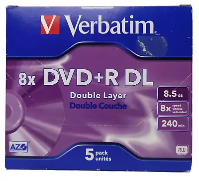 Verbatim 5PK DVD+R DL Double Layer Blank Discs Media Data Storage 8.5GB 8x Speed • $22.95