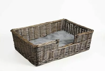 £32.99 • Buy Wickerfield  Natural Wicker Dog Bed With Cushion Pet Sofa Easy Access