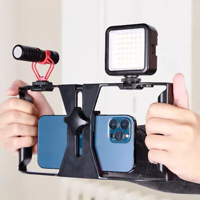 Video Camera Cage Stabilizer Mount Holder Handheld Frame Film Rig Vlog Phone ZSY • £10