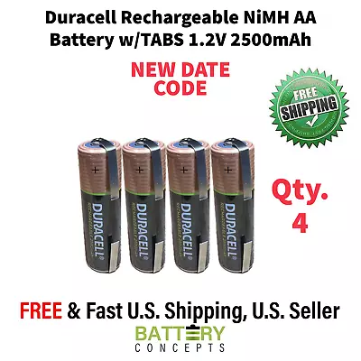 DURACELL AA NIMH Rechargeable W/TABS 4PK 1.2V 2500mAh NEW DATE CODE Exp.2034 • $21.99