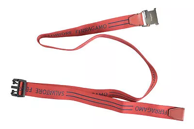£285.29 • Buy Salvatore Ferragamo Men's Red Canvas Leather Trimmed Belt
