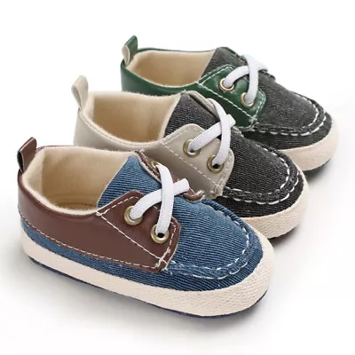 Newborn Baby Boy Pram Shoes Infant Casual Shoes Child PreWalker Trainers 0-18 M • £4.99