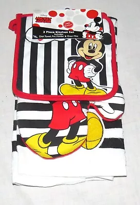 Disney Mickey Mouse 3 Piece Kitchen Set - Dish Towel Pot Holder Oven Mitt NEW • $6.99