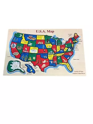 Vintage Mellissa & Doug Wooden USA Map Puzzle • $75