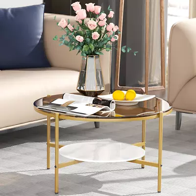 Round Accent Coffee Side Table Living Room Center Table Cocktail Table Display • $169.95