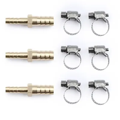 U.S. Solid 3pcs Brass Hose Barb Reducer Fitting Kits With 6 Clamps 3/8  To 5/16  • $12.89