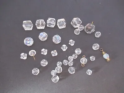 Vintage Cut Crystal Bead Lot From Necklace Various Shapes Sizes • £13.51