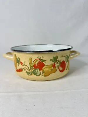 Metalac Sauce Cook Pot Pan Enamel Ware Vegetables  Retro 10  Made In Serbia • $34