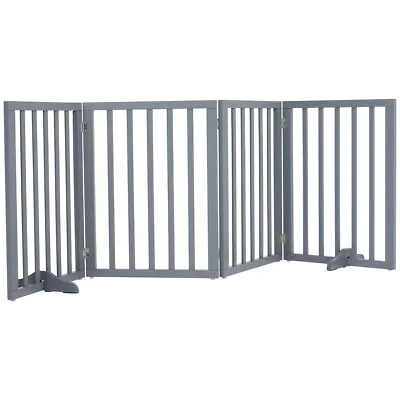 Grey Heavy Folding Baby Safety Fence Room Divider Fire Gate Pet Dog Cat 4 Panel • £32.95