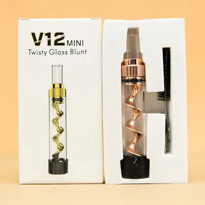 V12 Mini Swirl Glass Pipe 3.5” Smoking Blunt Tobacco Pipe -with Cleaning Brush • $8.54