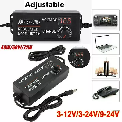 Universal Adjustable Power Supply LED Transformer Adapter 3-12V/24V 9-24V 2A-5A • $21.89