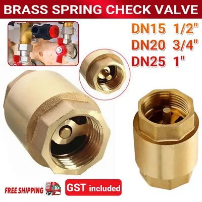 Spring Check Valve 15-25MM 1/2  3/4  1  Brass Check Valve One-Way Non Return • $15.69