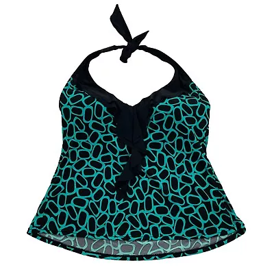 MagicSuit By Miraclesuit Green Black Swim Top Bikini Tankini Size 8 • $19.99